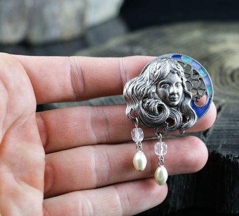 NIGHT FAIRY, ART NOUVEAU, COSTUME BROOCH