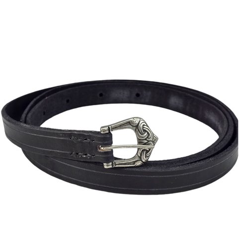 VIKING LEATHER BELT BORRE, BLACK