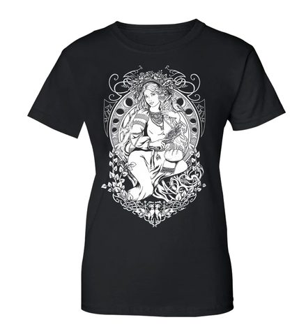 SLAVIA SLAWISCHES DAMEN-T-SHIRT SCHWARZ-WEISS