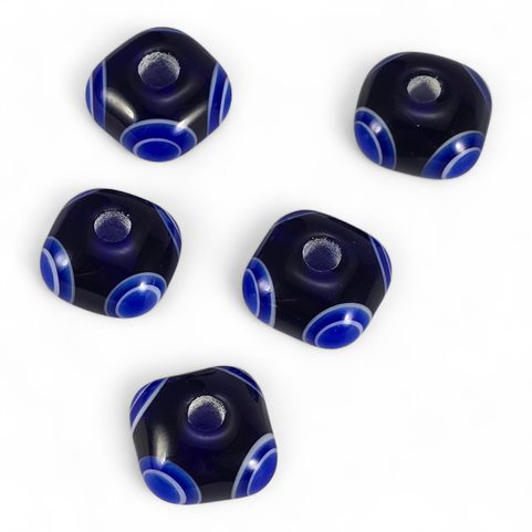 PERLE CELTIQUE EN VERRE À DÉCOR OCULÉ, RÉPLIQUE, BLEUE