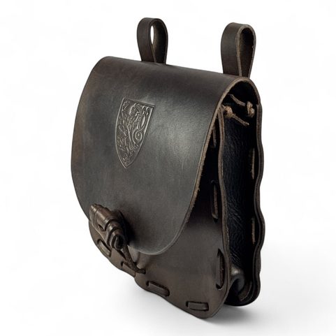 LEATHER MEDIEVAL SATCHEL WITH COAT OF ARMS - BOHEMIA