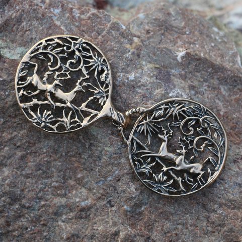 DEER, BRONZE CLOAK BROOCH