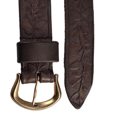 PINE CONES, FORESTER'S LEATHER BELT, DARK BROWN