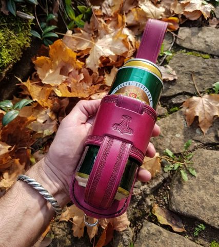 MJÖLNIR, LEATHER BEER HOLSTER KOOZIE