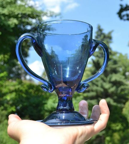 GLASS CHALICE, BLUE GLASS
