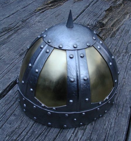 SPANGENHELM, BRASS AND IRON