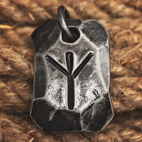 ALGIZ, FORGED IRON RUNE PENDANT