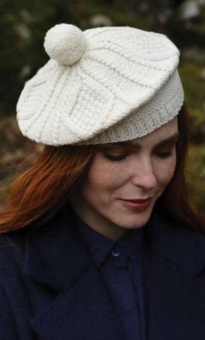 MERINO WOOLLEN BERET, LADIE'S, WHITE