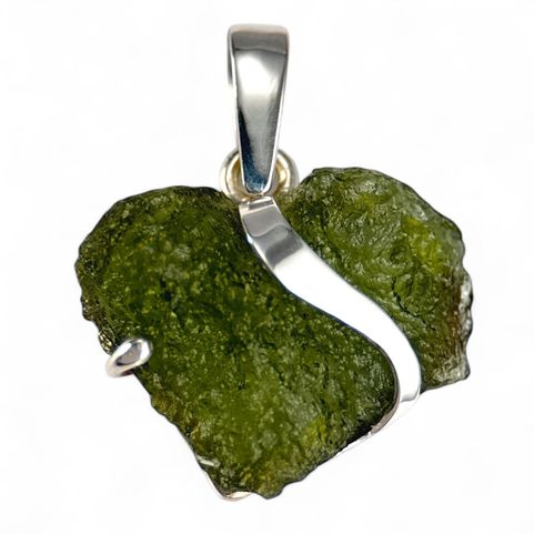 HEART, PENDANT - MOLDAVITE, SILVER 925/1000