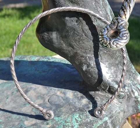 CELTIC CHIEFTAIN TORC, STERLING SILVER, AG 925, 78 G.