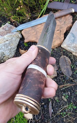 HALFDAN, VIKING SEAX, DAMASCUS STEEL KNIFE