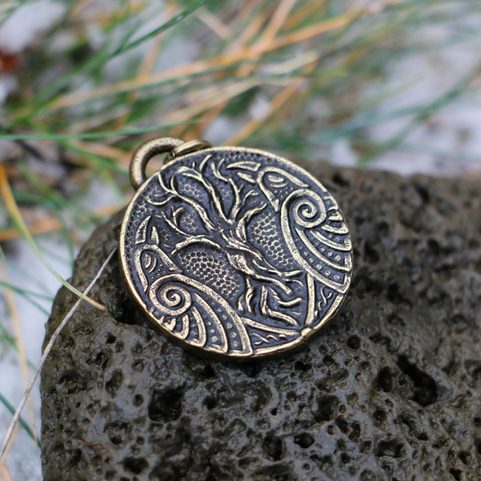 HUGINN AND MUNINN, VIKING TALISMAN, ZINC ANTIQUE BRASS