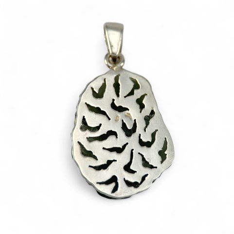 BARBARA, SILVER PENDANT WITH CZECH MOLDAVITE AG 925