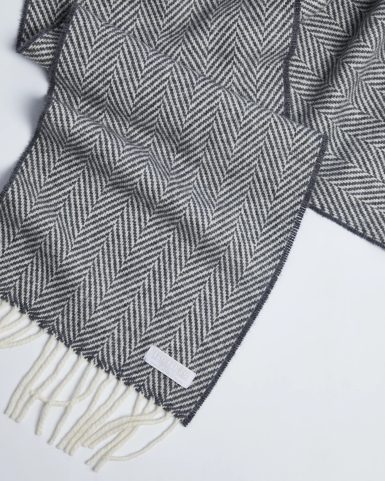 FOXFORD OXFORD AND WHITE CASHMERE BLEND SCARF, IRELAND
