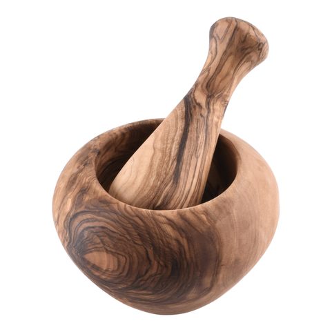 SMALL MORTAR AND PESTLE, OLIVE WOOD