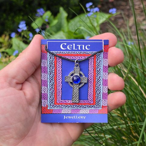ANHÄNGER KELTISCHES KREUZ, BLAU