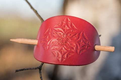 PLATAN LEATHER HAIR CLIP, RED