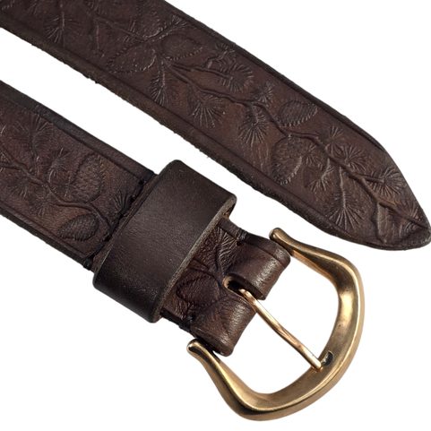 PINE CONES, FORESTER'S LEATHER BELT, DARK BROWN