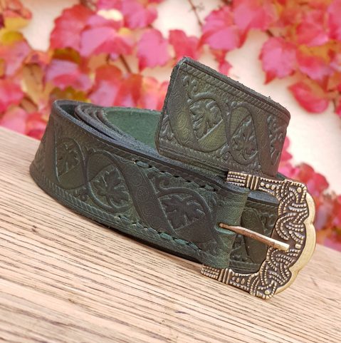 VINUM, GOKSTAD BELT, GREEN, LEATHER