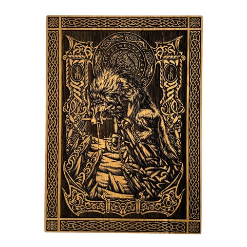 FENRIR - WOLF WALL DECORATION, WOOD 32X46CM