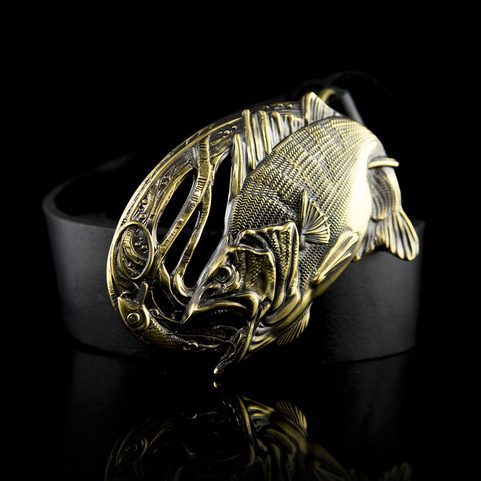 PERCH, FISHING BELT BUCKLE, BRASS
