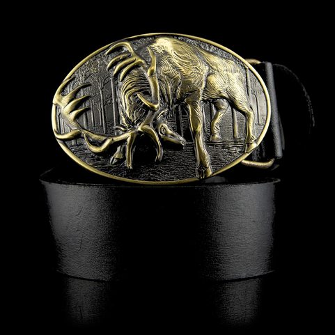 DEER, BELT BUCKLE, BRASS
