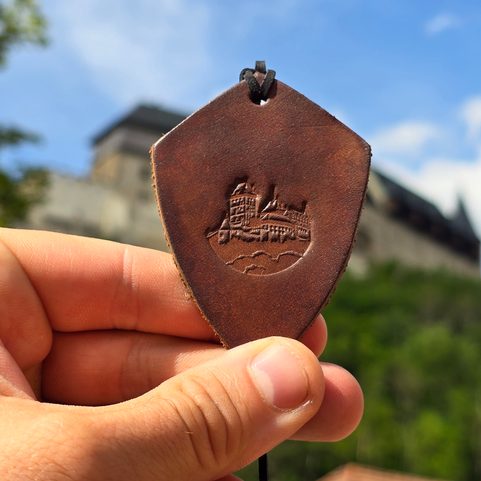 CASTLE, LEATHER PENDANT, SHIELD