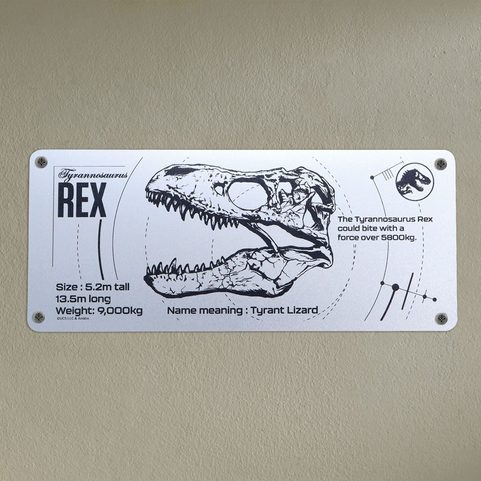 JURASSIC PARK BLECHSCHILD T-REX SCHEMA - JURASSIC PARK SCHILD