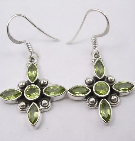 VICENZA, SILVER EARRINGS, PERIDOT, AG 925/1000