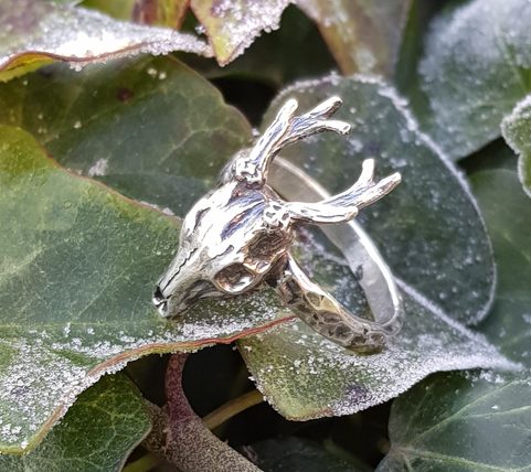 DEER - SKULL, RING SILVER