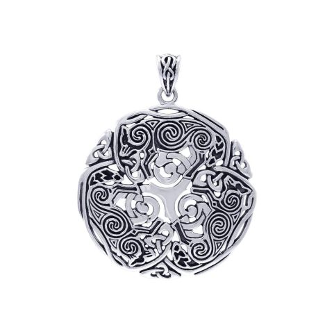CELTIC WOLF CIRCLE, PENDANT, STERLING SILVER, 11 G