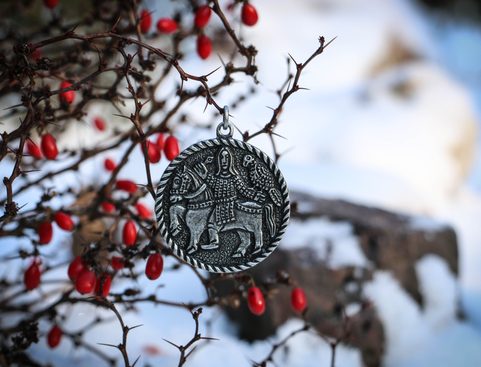 MEDIEVAL FALCONER MORAVIA MAGNA ZINC PENDANT