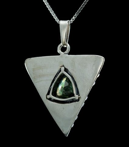 DELTA, ANHÄNGER, MOLDAVIT, SILBER 925