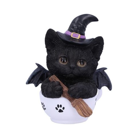 KIT-TEA NOVELTY TEA CUP WITCH CAT FIGURINE