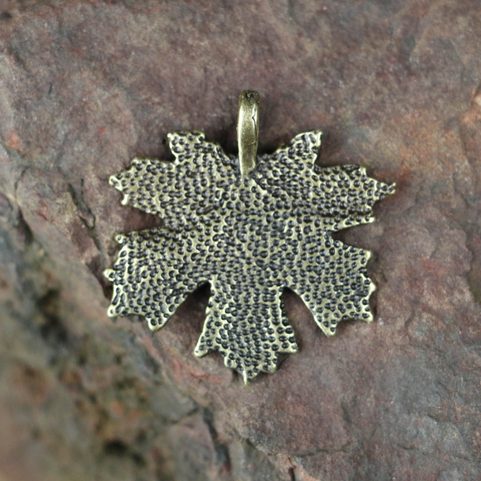 MAPLE LEAF, ZINC PENDANT, ANTIQUE BRASS