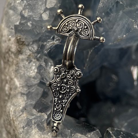 EARLY MEDIEVAL FIBULA, STERLING SILVER BROOCH