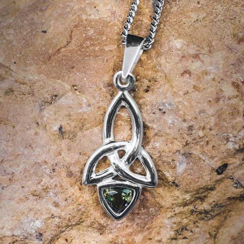 KIRA - PENDENTIF, MOLDAVITE, ARGENT