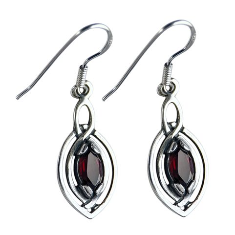 MAIA EARRINGS, SILVER AND GARNET