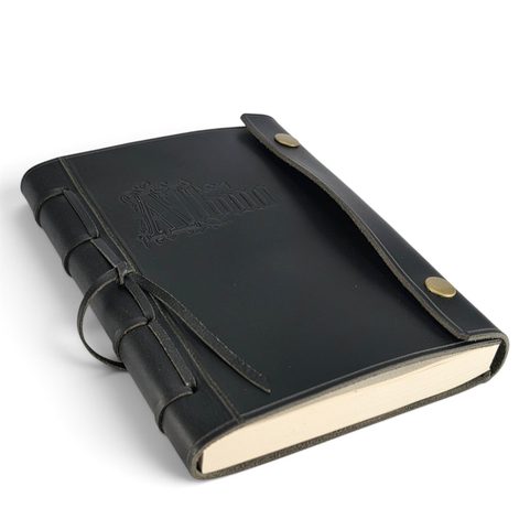 LEATHER NOTEBOOK, UNLINED, BLACK