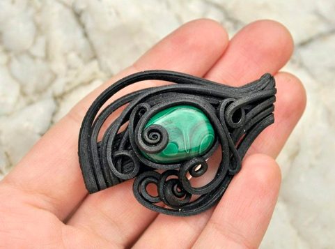 MALACHITE BROOCH