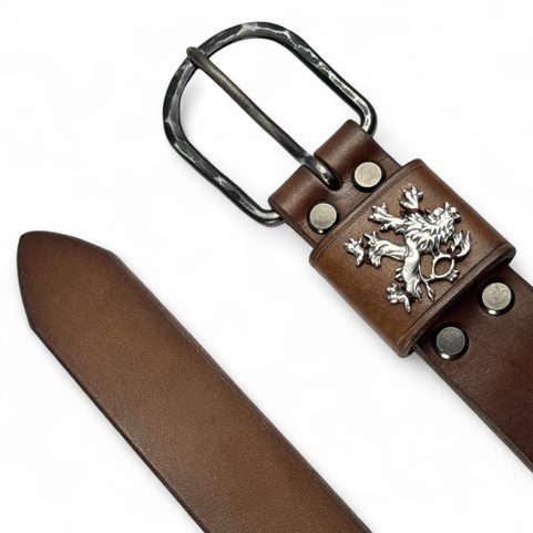 ROYAUME DE TCHEQUE, CEINTURE EN CUIR, MARRON, COLLECTION PATRIOT