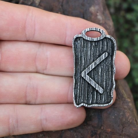 KENAZ - PENDENTIF RUNE, ZINC