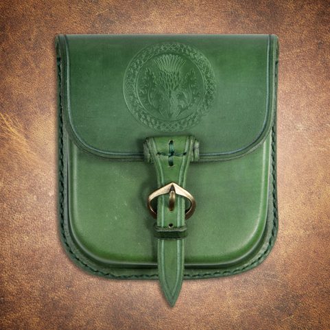 ALBA, SCOTTISH THISTLE, LEATHER BELT BAG - GREEN