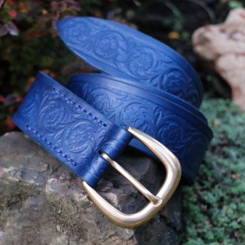 FLORES, LEATHER BELT BLUE