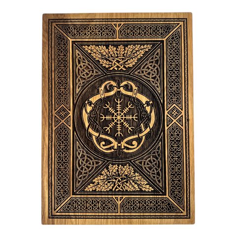 AEGISHJALMUR - RUNE ISLANDAISE, DÉCORATION MURALE, BOIS 32X46CM