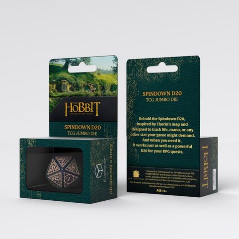 LE HOBBIT, DÉ À 20 FACES ROTATIF « SPINDOWN D20 » POUR LE JEU DE CARTES TIDEBORN TCG, FORMAT JUMBO