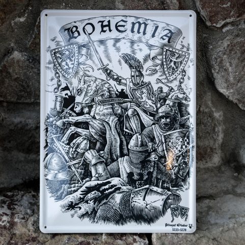KING PREMYSL OTAKAR II. OF BOHEMIA ENAMEL SIGN