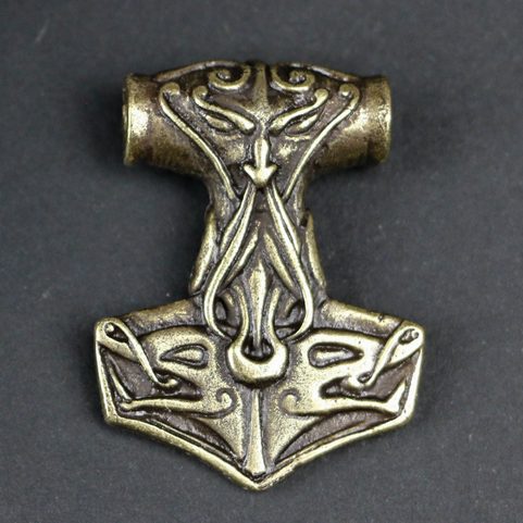 TÓR, THORS HAMMER, PENDANT, ZINC, ANTIQUE BRASS