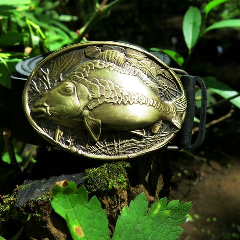 CARP, BELT BUCKLE, BRASS