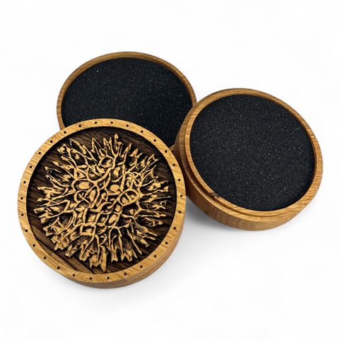 MOLDAVITE OAK BOX FOR COLLECTORS OF STONES, MOLDAVITE AND BRACELETS